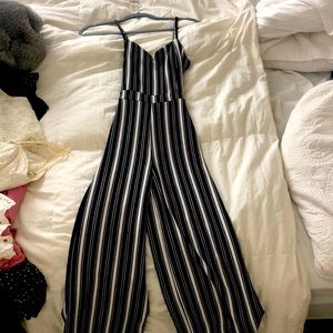 Black and white striped jumpsuit